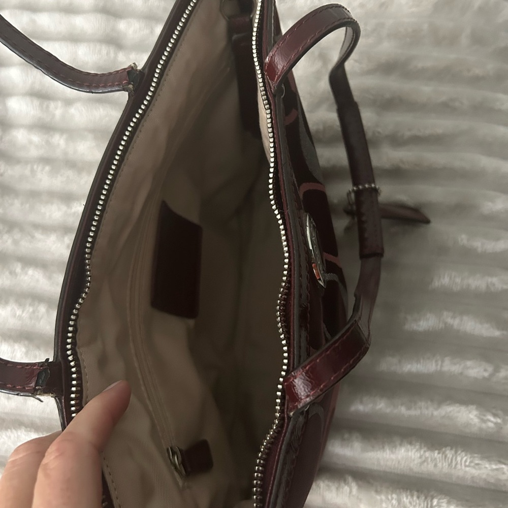 Coach Burgundy and Silver Women's Tote Bag - Picture 3 of 5